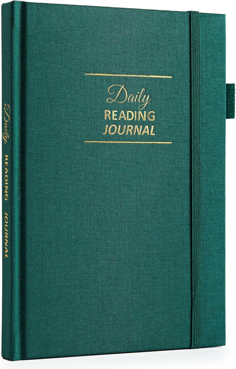 COMKISO Store Reading Journal for Book Lovers - 75 Book Journal Reading Log for Book Tracking, A5 Linen Book Review Journal with TBR Tracker List, Ratings, Challenges, Prompts, and Index - Green - Image 1